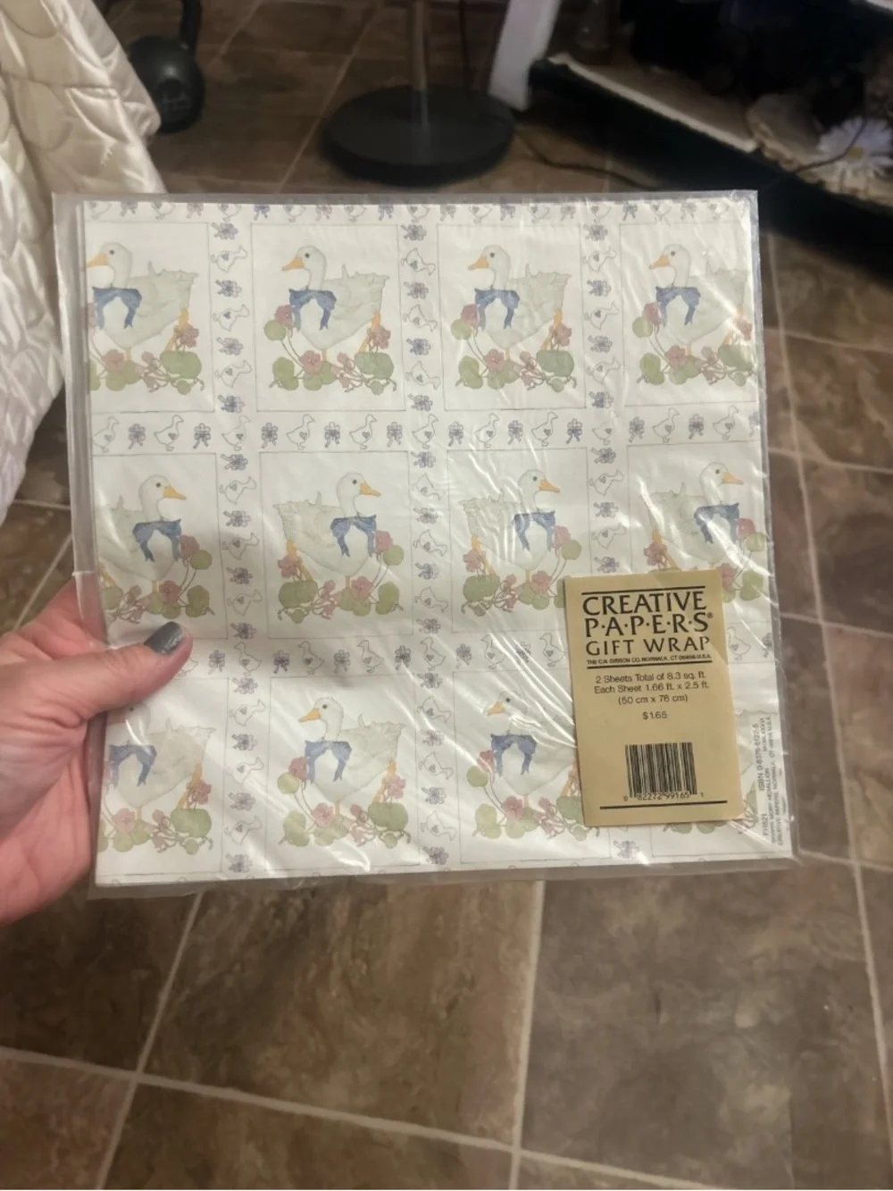 Vtg Creative Papers Goose Gift Wrap Sealed Cottage Farmhouse Country Decor 1986